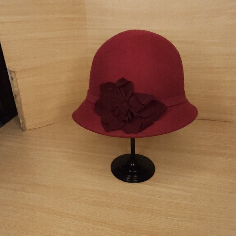 Unbranded Maroon Red Wool Bucket Hat